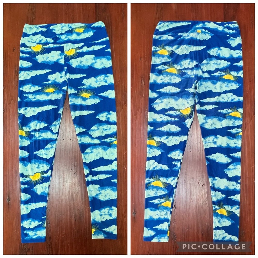 ⭐️ 3/$30 LuLaRoe Blue Sky Cloud Sun Leggings TC